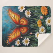 Vlinder in vlammen fantasie witte kamille kunst sherpa deken (Voorkant (horizontaal))