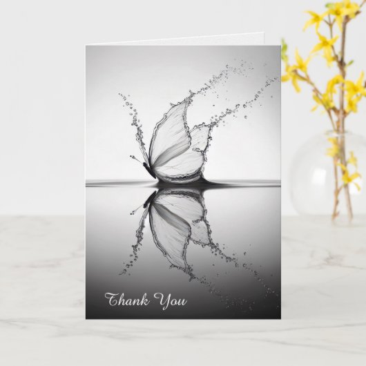 Vlinder in water splash sympathie dank u kaart (Gele Bloem)