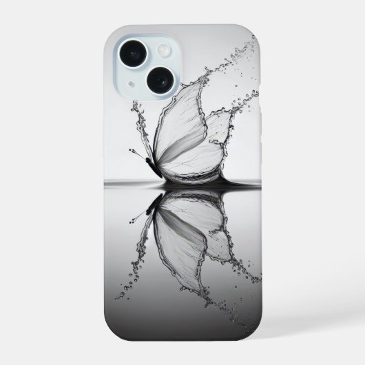 Vlinder in waterspat iPhone 15 case (Achterkant)