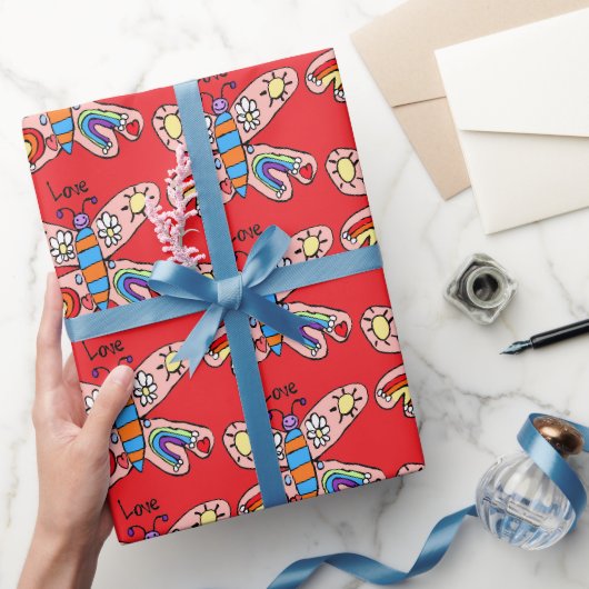 Vlinder Inpakpapier Rood (Geschenken)