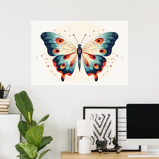 Vlinder insect schilderij poster (Thuiskantoor)