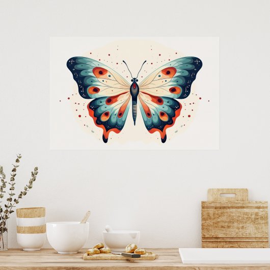 Vlinder insect schilderij poster (Keuken)