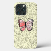 Vlinder iPhone Case met Rozen (Achterkant)