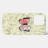 Vlinder iPhone Case met Rozen (Achterkant (horizontaal))