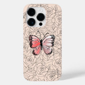 Vlinder iPhone Case met Rozen (Achterkant)