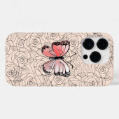 Vlinder iPhone Case met Rozen (Achterkant (horizontaal))