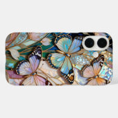 Vlinder iPhone Hoesje Gebrandschilderd Bloemmotief (Achterkant (horizontaal))