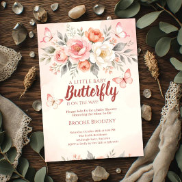 Vlinder Is Op Weg Blush Bloemen Baby Shower Kaart