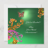 VLINDER JADE GROEN, helder roze geel bruin Kaart (Achterkant)