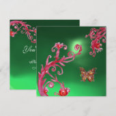 VLINDER JADE GROEN helder roze, rood Kaart (Voorkant / Achterkant)