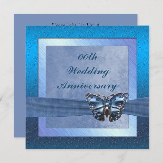 Vlinder jubileumfeest uitnodiging (Voorkant / Achterkant)