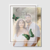 Vlinder juweel smaragdgroen zilver save the date vellum uitnodigingen (Offset (Koppel))