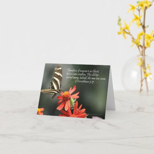 Vlinder Kaart met Bijbelvers (Gele Bloem)