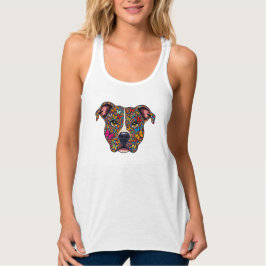 Vlinder Kaleidoscoop Pitbull Portret -Bully Moeder Tanktop