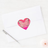 Vlinder Kant "Save the Date" (hot pink & koraal) Hart Sticker (Envelop)