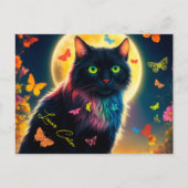 Vlinder kat gloeiend insect sterrendier nacht briefkaart (Voorkant)