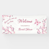 Vlinder Kersenbloesem Bruiloft Welkom Spandoek (Horizontaal)