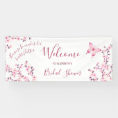 Vlinder Kersenbloesem Bruiloft Welkom Spandoek (Horizontaal)