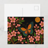 Vlinder Kersenbloesem Maan Briefkaart (Voorkant / Achterkant)