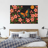 Vlinder Kersenbloesem Maan Canvas Afdruk (Insitu (Slaapkamer))