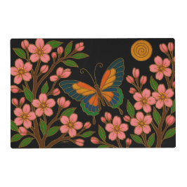 Vlinder Kersenbloesem Maan Gelamineerde Placemat