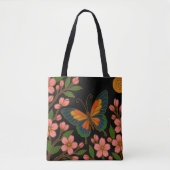 Vlinder Kersenbloesem Maan Tote Bag (Voorkant)