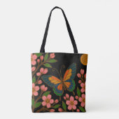 Vlinder Kersenbloesem Maan Tote Bag (Achterkant)