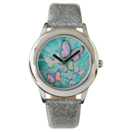 Vlinder kijken! voeg naam toe! Girly Gift! Horloge