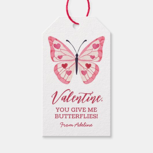 Vlinder Kinder Valentijnsdag Cadeaulabel (Voorkant)