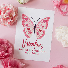 Vlinder Kinder Valentijnsdag Notitiekaartje
