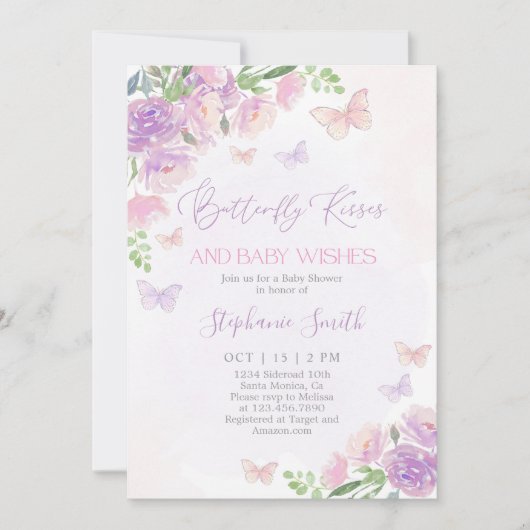 vlinder kisses Baby shower meisje Kaart (Voorkant)