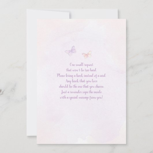 vlinder kisses Baby shower meisje Kaart (Achterkant)