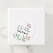 Vlinder Kisses Schattige Baby shower Bloemen Bedankjes Labels (In situ)