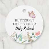 Vlinder Kisses Schattige Baby shower Bloemen Bedankjes Labels (Voorkant)
