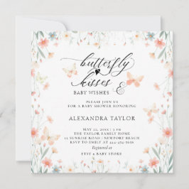 vlinder kisses wild koraal Blauwgroen meisje Baby  Kaart