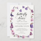 vlinder kisses wild Paarse baby meisje douche Kaart (Voorkant)