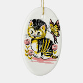 Vlinder & Kitten Keramisch Ornament (Rechts)