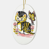 Vlinder & Kitten Keramisch Ornament (Links)