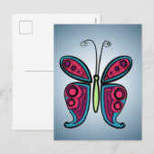 Vlinder Klassieke Ronde Sticker Feestdagenkaart (Voorkant / Achterkant)