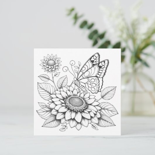 Vlinder Kleurplaten Kaarten met Journal (Staand voorkant)