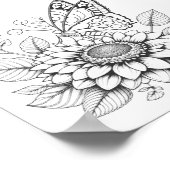 Vlinder kleurplaten voor volwassenen poster (Hoek)