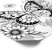 Vlinder kleurplaten voor volwassenen poster (Hoek)