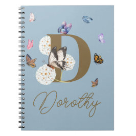 Vlinder Kleurrijke Bloemen Gepersonaliseerde Gift Notitieboek