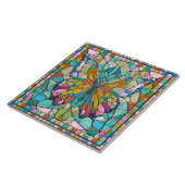 Vlinder - kleurrijke mozaïek kunst tegeltje (Zijkant)