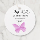 Vlinder - knal het wanneer zij knalt baby shower bedankjes labels (Achterkant)