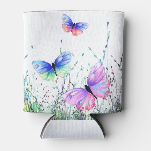 Vlinder Koelbox Kleurrijke Vlinders Vliegen Blikjeskoeler (Voorkant)