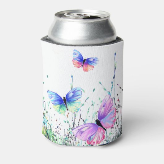 Vlinder Koelbox Kleurrijke Vlinders Vliegen Blikjeskoeler (Blikje Achterkant)