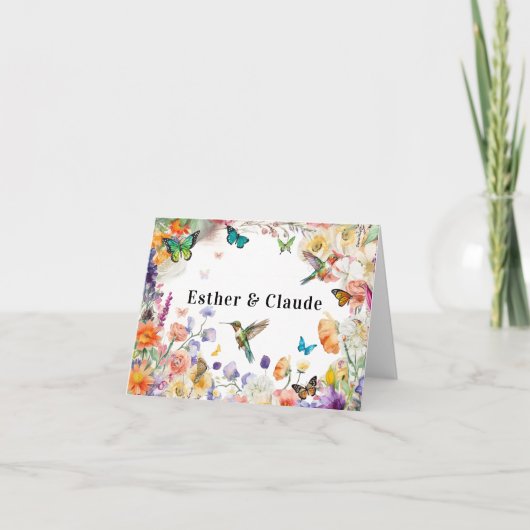 Vlinder kolibrie Wildflower Meadow Kaart (Voorkant)