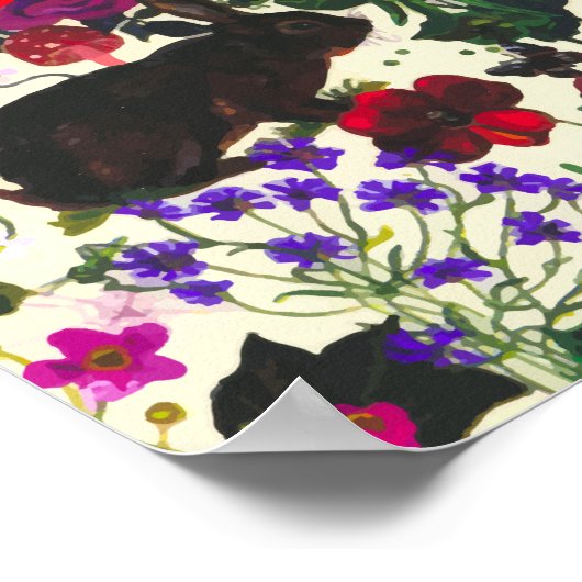  vlinder Konijnenkonijn Waterverf van Florence Poster (Hoek)