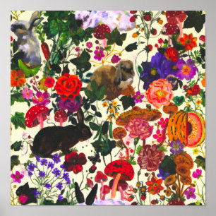 vlinder Konijnenkonijn Waterverf van Florence Poster